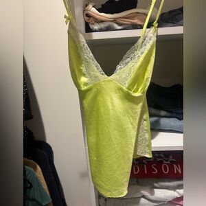Vintage Victoria secret Lace Trim Satin Lime top